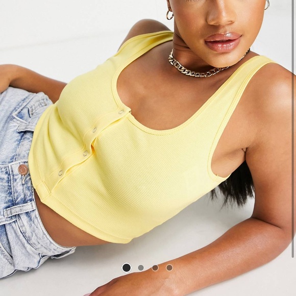 ASOS Yellow Buttoned Tank Top - Picture 5 of 6
